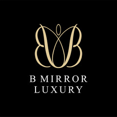 B mirror buterfly logo vector image