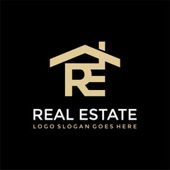 RE real estate logo vector image
