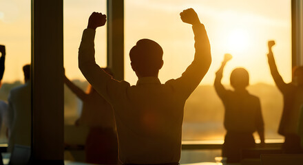 Sales team celebrating achievement