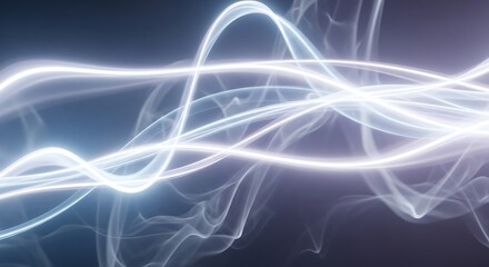 Bright, luminous, undulating energy streams flow across a dark, smoky background