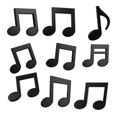 Musical Notation Composition: A collection of sleek, black musical notes dance gracefully, symbolizing rhythm and harmony. Evoking the spirit of melody and song.