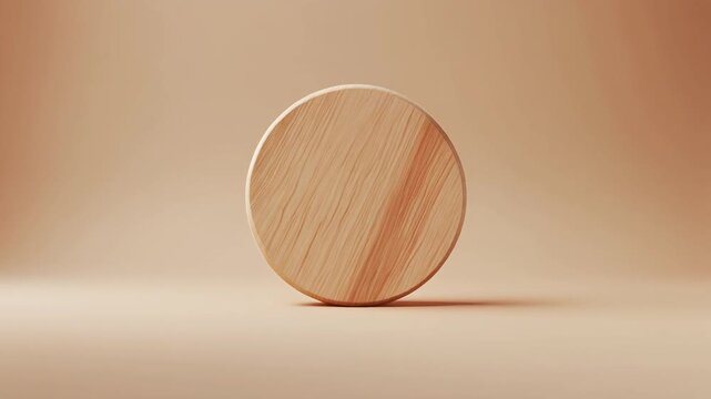 Wood log cross section on beige background