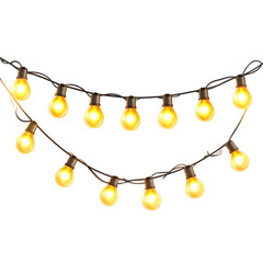 Glowing String Lights: A vibrant display of string lights, illuminating a space with a warm, inviting glow, perfect for creating a cozy ambiance.