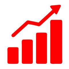 Red Growth Chart Icon with Upward Arrow