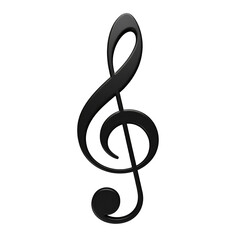 Melodic Emblem: A sleek, elegant treble clef in a simple monochrome style, symbolizing the essence of music and its profound impact on human emotion and expression.