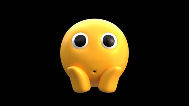 3D Expression Scream Blue Face Emoji | Alpha Channel