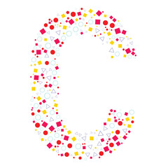Creative Letter C Made of Colorful Geometric Shapes &ndash; Modern Alphabet Design with Circles, Squares, and Triangles for Typography, Branding, Education, and Graphic Projects