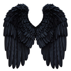 Majestic Black Wings: Displaying a stunning pair of black wings with detailed, intricately designed feathers, offering a sense of both elegance and mystery.