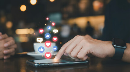 Woman using smartphone for social media