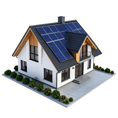 Solar-Powered Dream Home: A modern residence stands as a symbol of sustainable living, with solar panels gleaming atop its roof, ready to embrace the future