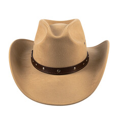 Cowboy Hat: A classic cowboy hat, crafted from tan felt, embodies the spirit of the American West. Its iconic shape, complete with a sturdy brim and decorative band.
