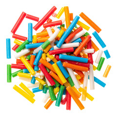 A Sprinkle of Joy: A vibrant assortment of colorful candy sprinkles, arranged in a playful display, evoke feelings of sweetness and celebration, representing the simple pleasures of life.