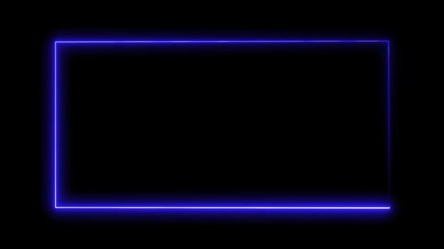 neon square frame overlay line animation. Neon sign in rectangle shape. live streaming neon text frame animation. Glowing neon square rectangle picture frame icon animation. .4k video animated. 
