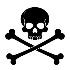 Danger Sign: A stark, minimalist portrayal of a skull and crossbones, the iconic symbol for hazard, danger, and warning.