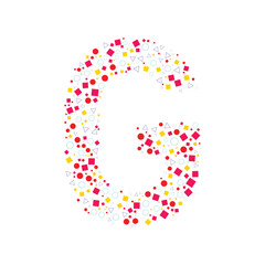 Creative Letter G Made of Colorful Geometric Shapes – Modern Alphabet Design with Circles, Squares, and Triangles for Typography, Branding, Education, and Graphic Projects