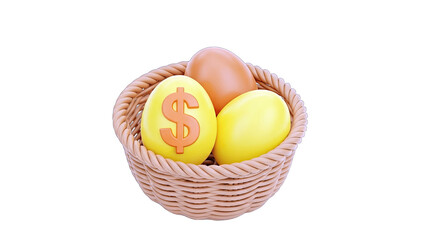 Eggs in a basket representing investment and financial growth.
