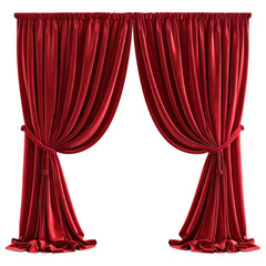 Crimson Curtains Elegance: The luxurious crimson curtains, with their soft folds and subtle textures, creating an air of sophistication, draping the scene with a sense of refined beauty.