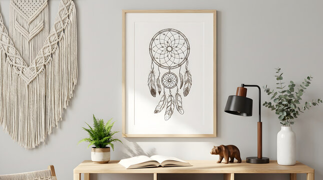 Home office with stylish chair and wooden desk - Powered by Adobe