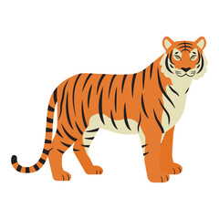 マロ眉が可愛い横向きの虎のイラスト素材