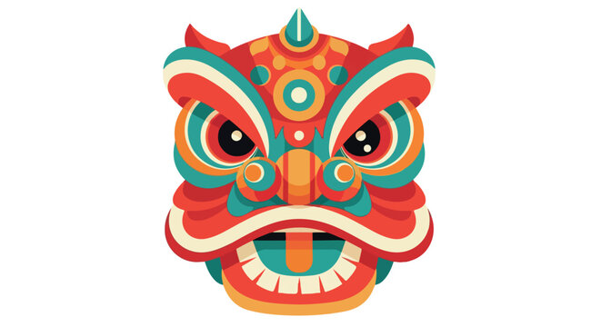 Chinese lion dance head with transparent background