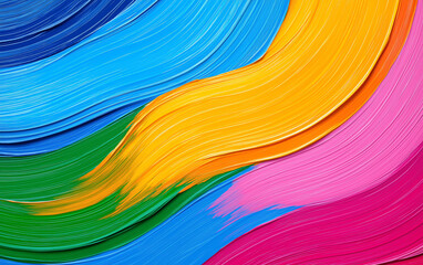 Vibrant rainbow paint strokes background art blue bright