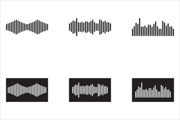 icon set Podcast sound waves and audio sound waves from voice message recordings, vector icons. Music player sound waves and mobile phone voice message sound waves.
