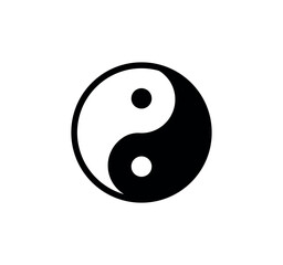 Yin Yang Icon, Taoist Balance Symbol, Black and White Circular Harmony Emblem, Minimal Flat Vector for Spirituality, Meditation, Wellness