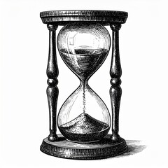 Monochrome Hourglass Illustration on White Background Time Measurement