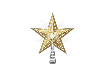 Obraz premium Golden Star Christmas Tree Topper with Intricate Design.