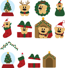 Cute Golden Dog Christmas Graphics