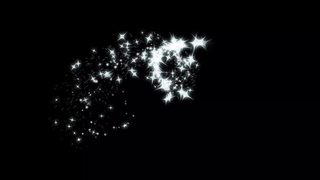Magic sparkles glitter line stars, magic dust, pixie dust path, festival Christmas, Diwali, Christmas and new year, holiday design, glitter on black screen, Motion Graphic Particle Animation