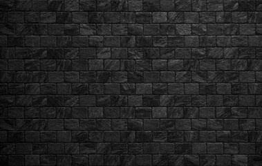 Black brick wall texture as background or wallpaper for inserting text. Abstract dark brick wall texture background pattern, Wall brick surface texture.