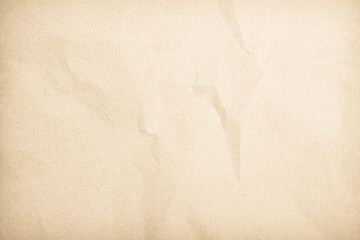 Old paper vintage texture surface for background. Recycle pale brown paper crumpled texture, Cream color recycled kraft paper texture blank with copy space for text.