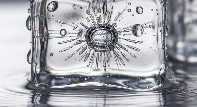 Glass Cube with Water Splash