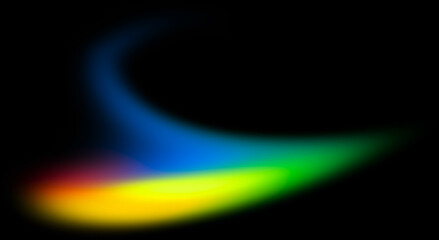 Curved horizontal rainbow hook shape graphic