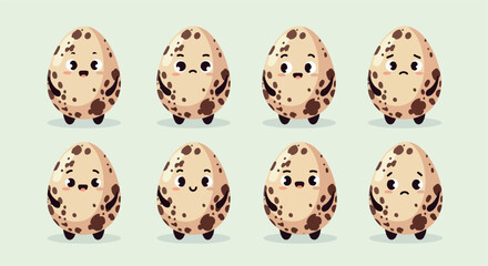 Spotted eggs with sad faces, isolated