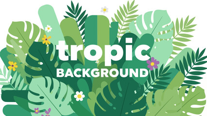 Vibrant Tropic Background with Lush Green Leaves and Small Flowers © Elsa