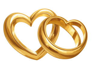 isolated heart shaped rings. realistic gold heart shaped rings for valentine's day an  