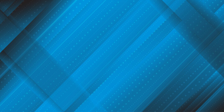 Abstract technology concept dark blue stripes geometric overlapping background. Bright navy blue dynamic abstract vector background with diagonal dot lines. Blue background.
