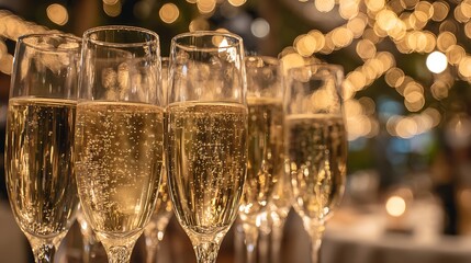 Elegant Champagne Glasses Toasting a Festive Celebration.