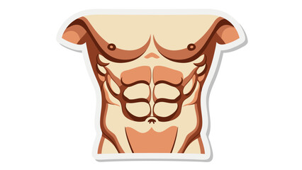 Pixel Art Illustration of a Muscular Male Torso with Defined Abs and Nipples Against a Black Background with White Outline Detail
