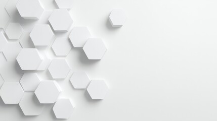 Abstract White Hexagonal Shapes on Minimalist Background for Modern Design Projects