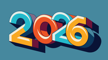Bold 3D Extruded 2026 Celebration Banner with Dramatic Shadows &ndash; Modern New Year Vector Illustration