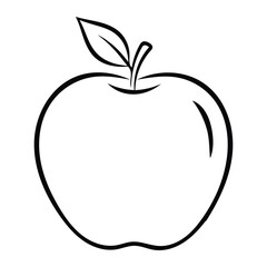 Apple Fruit Outline Icon – Minimal Line Vector for Healthy Food & Grocery Design