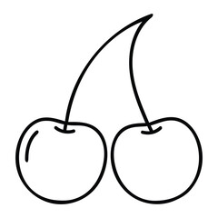 Cherry Pair Outline Vector – Minimal Line Fruit Symbol for Food & Cafe Branding