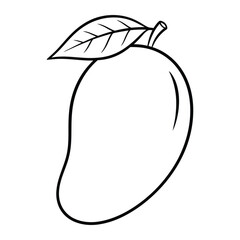 Mango Fruit Outline Symbol – Smooth Line Tropical Food Icon for Grocery Branding