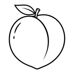 Peach fruit vector icon - Smooth line outline illustration for sweet dessert, summer nature, and organic food design.