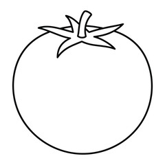 Tomato vegetable vector icon. Minimal line outline illustration for Italian food, pizza ingredient, and organic grocery design.