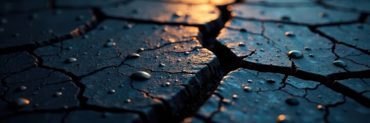 Deep charcoal, cracked surface; faint light reveals depth, mystery, grunge, art