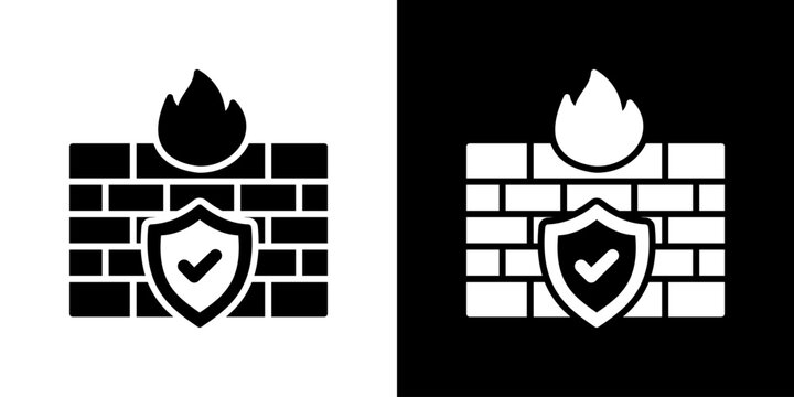 Firewall Icon Flat Style Vector Illustration